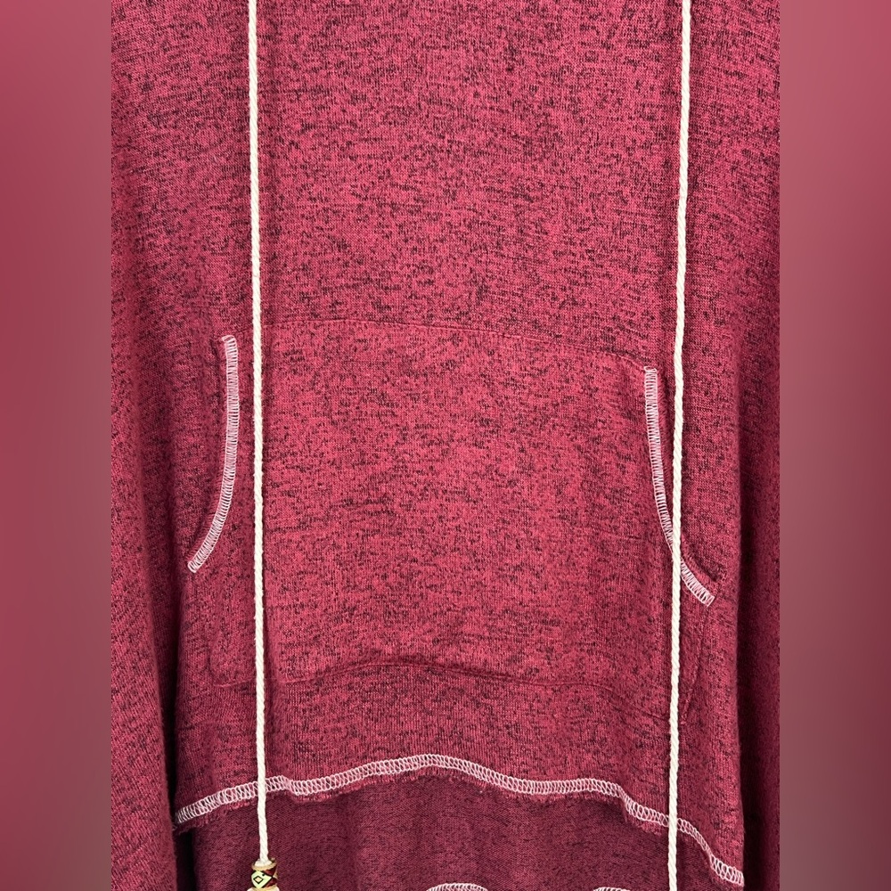 Earthbound sweater hoodie drawstrings burgundy Sz M - Picture 6 of 8